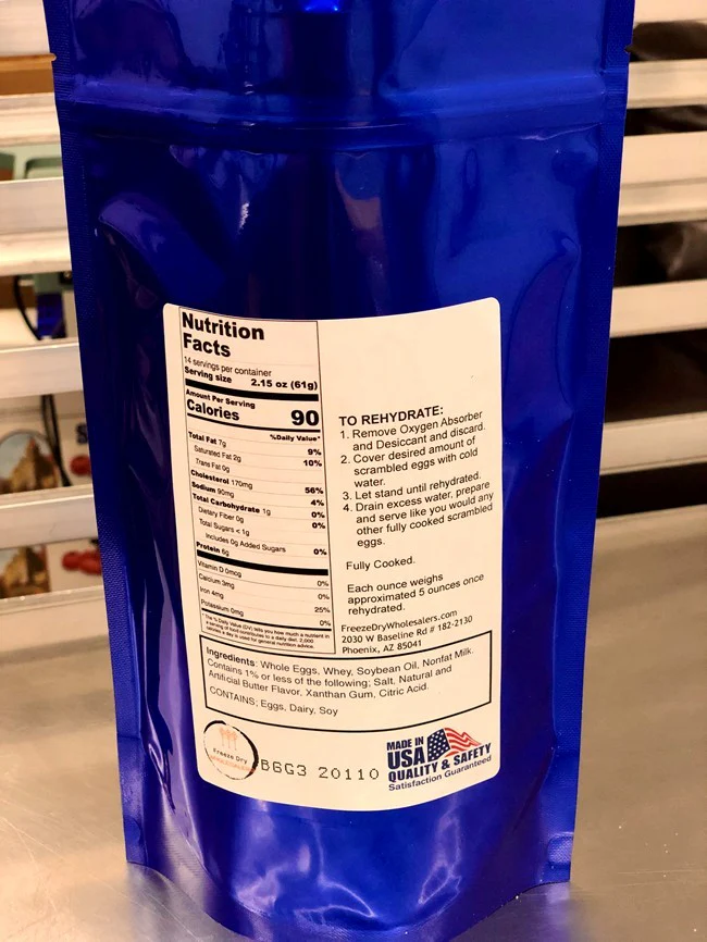 Freeze Dried Fully Cooked Scrambled Eggs - Image 3